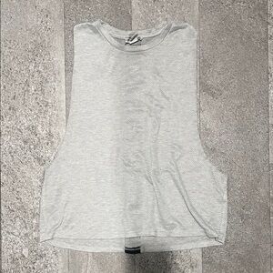 Gray high neck work out tank top